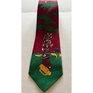 Gold City Novelty Tie Golfer Golf Clubs Tree Bag Running Away Polka Dot Floral